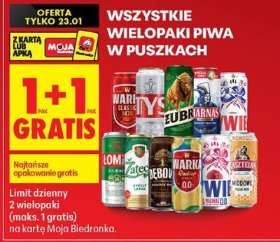 Piwo wielopakowe w puszce promocja w Biedronka