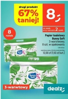 Papier toaletowy Bunny Soft 3-warstwowy, 8 szt. w opakowaniu promocja w Dealz