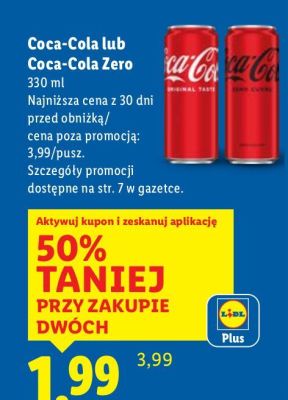 Napój gazowany Coca-Cola Zero 330 ml promocja w Lidl