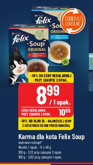 Karma dla kota wołowina kurczak jagnięcina Purina felix soup original promocja