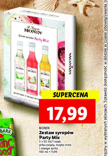 Zestaw syropów party mix: syrop pina colada + syrop mojito + syrop orange spritz Monin promocje