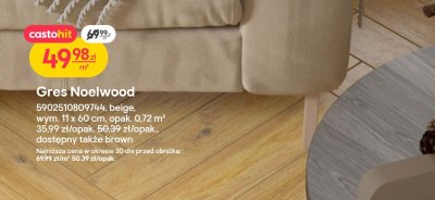 Gres Noelwood beige, wym. 11 x 60 cm, opak. 0,72 m² promocja w Castorama