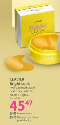 CLAVIER Bright Look hydrożelowe płatki pod oczy Retinol 60 szt/1 opak promocja w Hebe