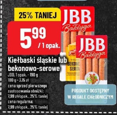 Kiełbaski śląskie lub bekonowe serowe JBB promocja w POLOmarket