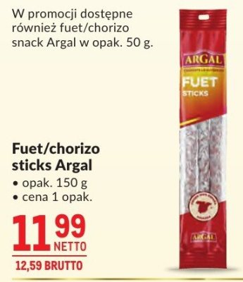 Fuet/chorizo sticks Argal promocja w Makro