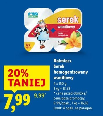 Serek homogenizowany waniliowy Rolmlecz promocja w Lidl