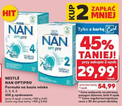 Formuła na bazie mleka Nan Optipro 2, 3, 4, 5 Nestlé promocja w Kaufland