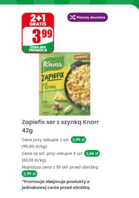 Zapiefix ser z szynką Knorr 42g promocja w Dino