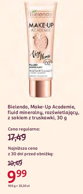 Fluid mineralny rozświetlający 01 jasny beż Bielenda make-up academie promocja w Rossmann