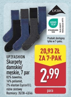 Skarpety damskie/męskie, 7 par promocja w Aldi