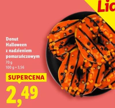 Donut Halloween z nadzieniem pomarańczowym promocja w Lidl