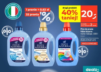 Płyn do prania Felce Azzurra różne rodzaje Active Color promocja w Dealz