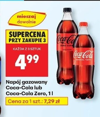 Napój gazowany Coca-Cola Zero 1 l promocja w Biedronka