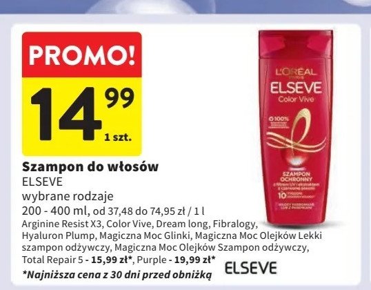 Szampon do włosów odżywczy L'oreal elseve magiczna moc olejków promocja