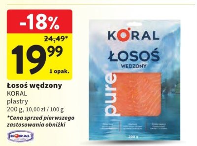 Łosoś wędzony plastry KORAL promocja w Intermarche