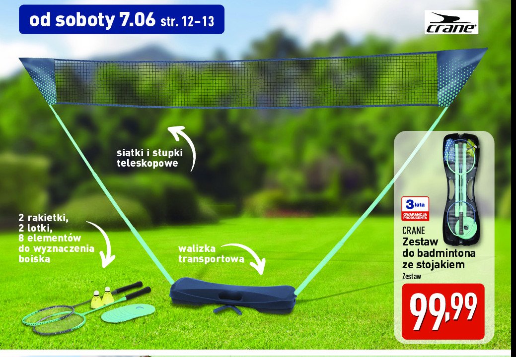 Zestaw do badmintona ze stojakiem 288 x 30 cm promocja w Aldi
