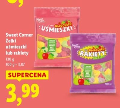 Żelki uśmieszki lub rakiety Sweet Corner promocja w Lidl