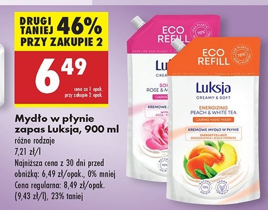 Mydło w płynie peach & white tea Luksja creamy & soft promocja