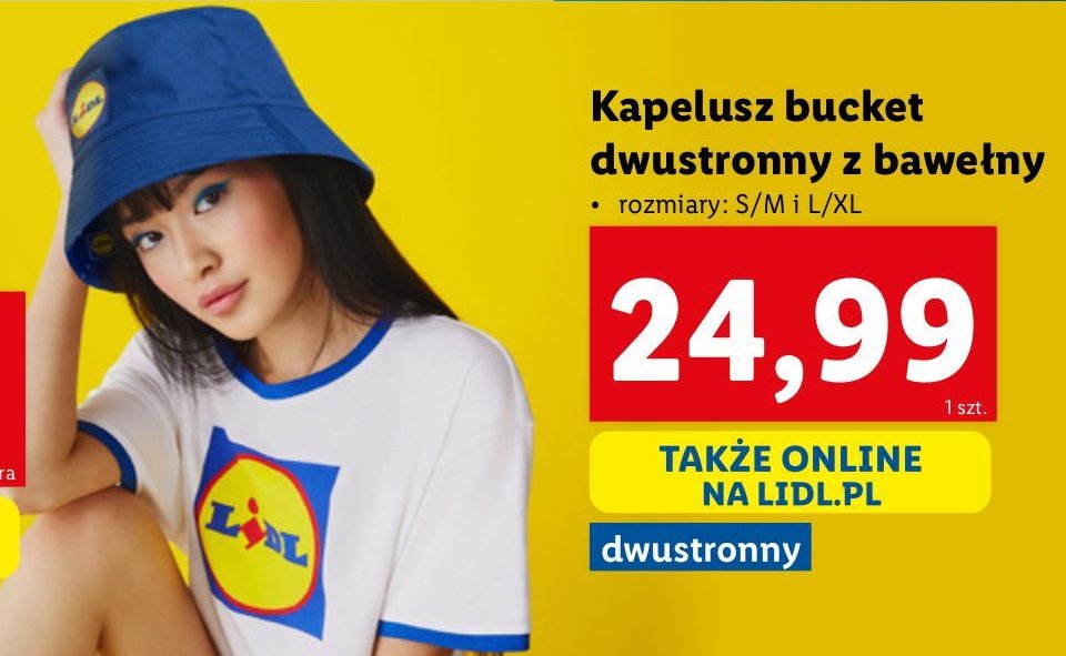 Kapelusz bucket dwustronny l/xl Lidl promocja w Lidl