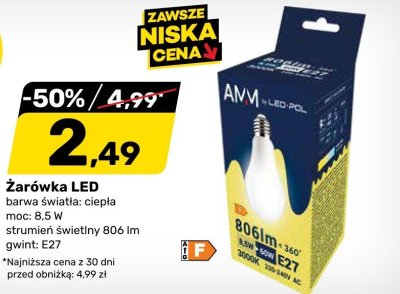 Żarówka LED ciepła barwa światła promocja w Bricomarche