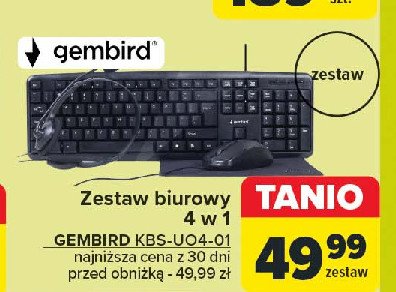 Zestaw biurowy kbs-uo4-01 Gembird promocja w Carrefour