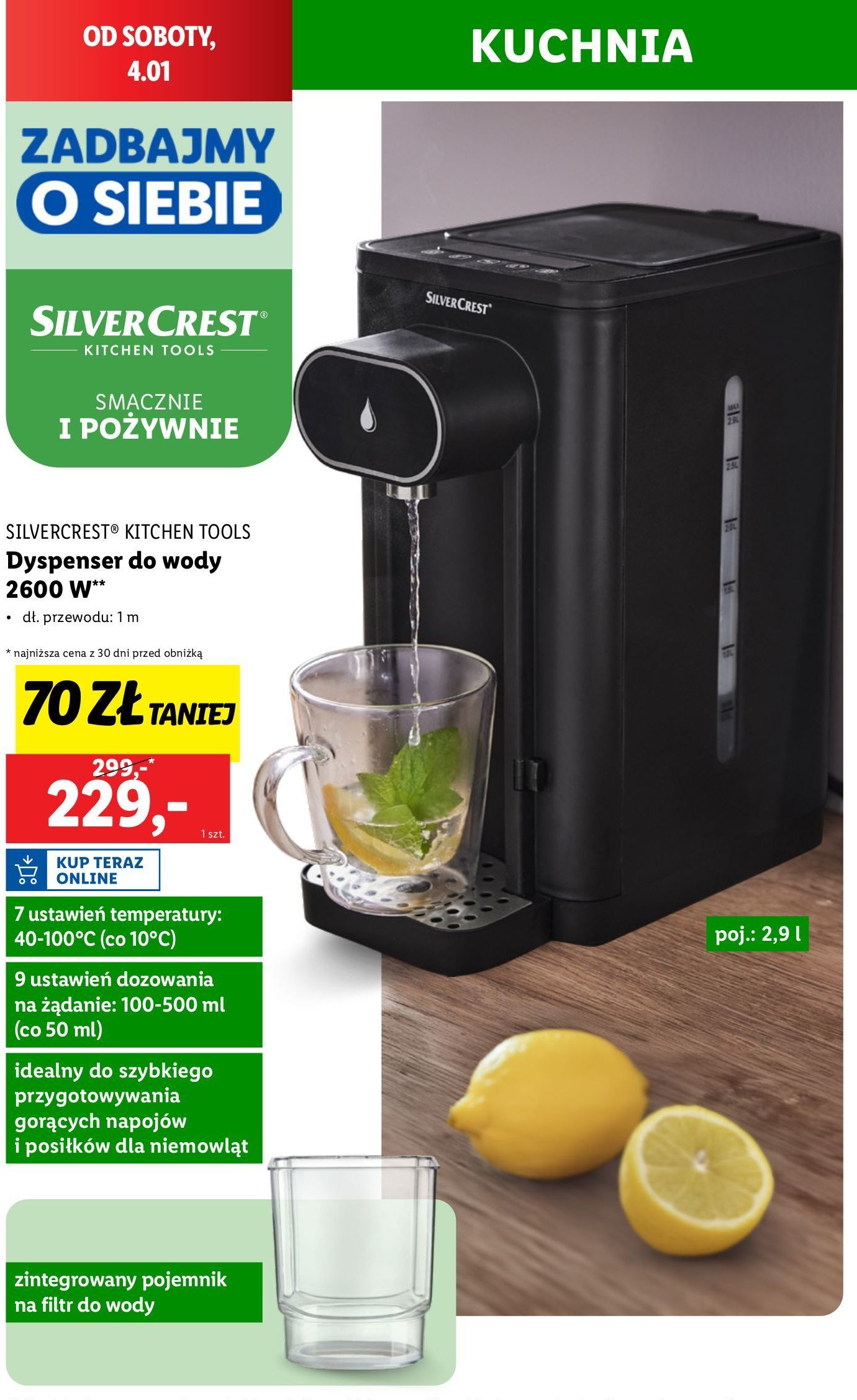 Dyspenser do wody 2600w Silvercrest promocja w Lidl