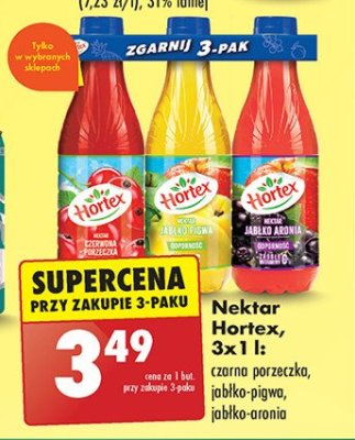 Zestaw nektar: czerwona porzeczka + jabłko-pigwa + jabłko-aronia Hortex promocja