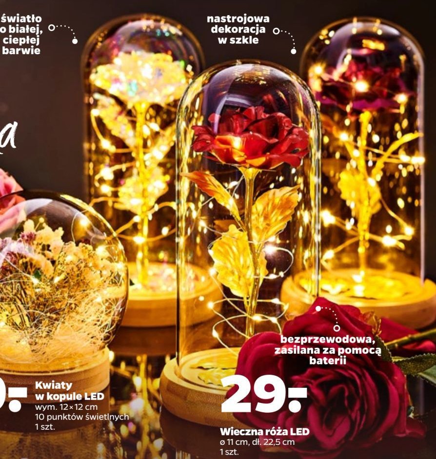 Wieczna róża led 11 x 22.5 cm promocja w Netto