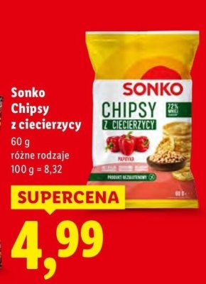 Chipsy z ciecierzycy, różne rodzaje Sonko promocja w Lidl