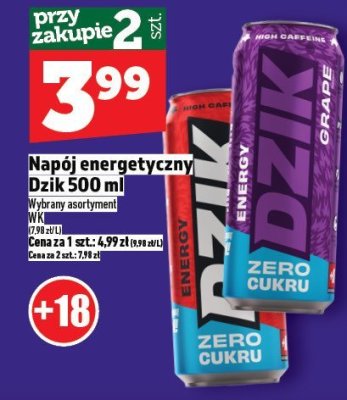 Napój energetyczny Dzik 500 ml promocja w TOPAZ