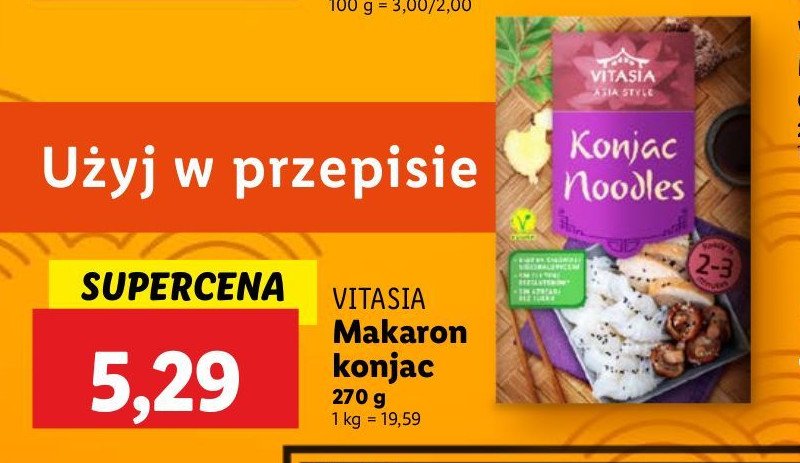 Makaron na bazie mączki z korzenia konjac Vitasia promocja w Lidl