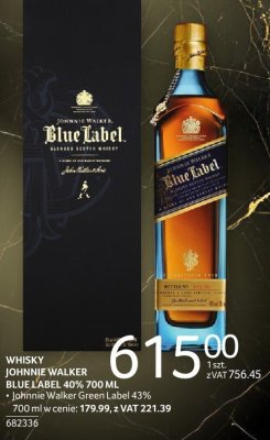 Whisky Johnnie Walker Blue Label 40% 700 ML promocja w Selgros