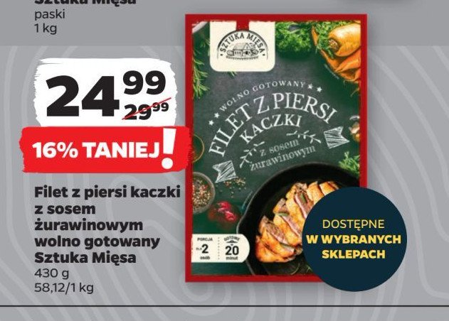 Filet z piersi kaczki z sosem żurawinowym wolno gotowany SZTUKA MIĘSA NETTO promocja