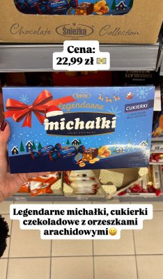 Cukierki czekoladowe Michałki Legendarne z orzeszkami arachidowymi Śnieżka promocja w Intermarche