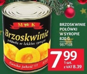 Brzoskwinie połówki w syropie M&K 825 g promocja w Selgros