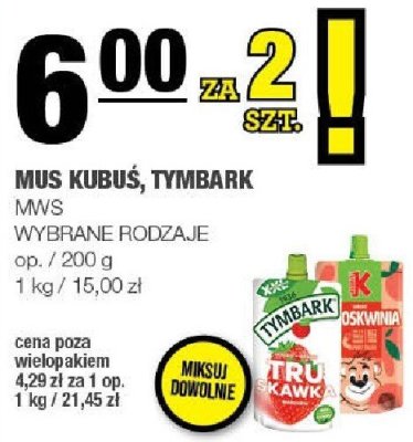 Mus Kubuś, Tymbark MWS wybrane rodzaje promocja w SPAR