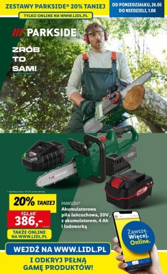 Piła łańcuchowa akumulatorowa 20 v Parkside promocja