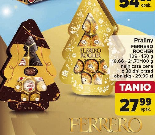 Praliny w kształcie choinki Ferrero rocher promocja w Carrefour