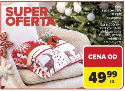 Koc świąteczny IMPEX dostępne wymiary 160 x 200 cm, 220 x 200 cm promocja w Carrefour