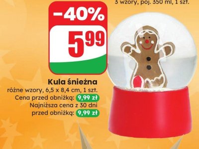 Kula śnieżna 6,5 x 8,4 cm, różne wzory promocja w Dino