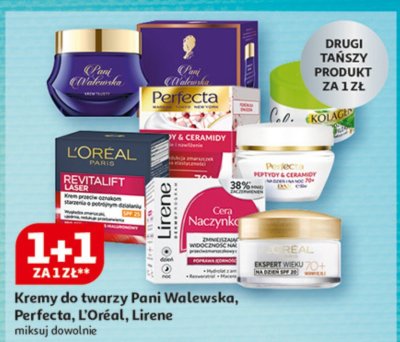 Kremy do twarzy Pani Walewska, Perfecta, L'Oréal, Lirene promocja w Auchan