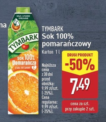 Sok pomarańczowy Tymbark 1936 promocja w Aldi
