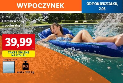 Hamak wodny Crivit promocja
