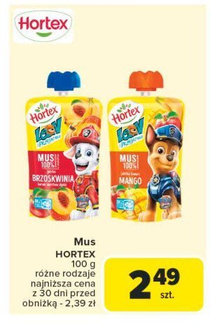 Mus banan jabłko mango Hortex leon promocja w Carrefour