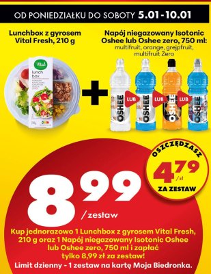 Zestaw: Lunchbox z gyrosem Vital Fresh + napój niegazowany Isotonic Oshee  promocja w Biedronka