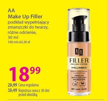 Podkład wypełniający zmarszczki 107 Aa hyaluronic filler promocja w Hebe