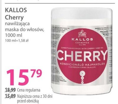 Maska KALLOS Cherry nawilżająca do włosów, 1000 ml promocja w Hebe