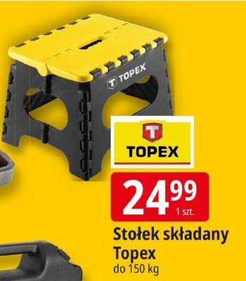 Stołek składany Topex do 150 kg promocja w Leclerc
