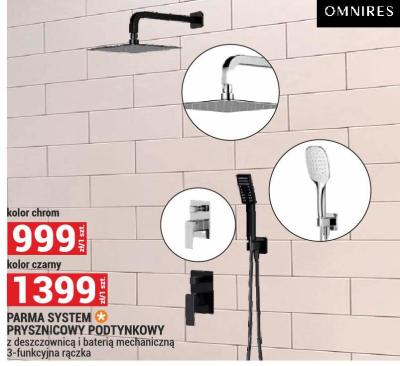 Bateria prysznicowa PARMA SYSTEM prysznicowy podtynkowy z deszczownicą i baterią mechaniczną 3-funkcyjna rączka kolor czarny promocja w Merkury Market