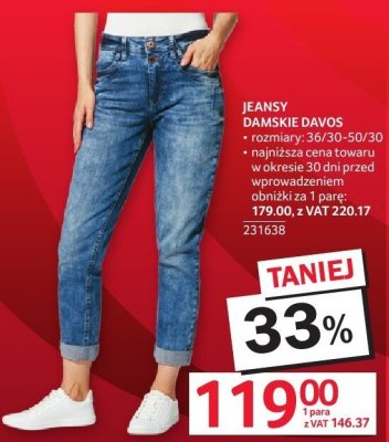 Jeansy damskie Davos promocja w Selgros